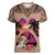 Polynesian Women V Neck T Shirt Dog Lover With Beagle - Sunset At The Beach Brown Ver LT7 Female Brown - Polynesian Pride