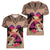 Polynesian Women V Neck T Shirt Dog Lover With Beagle - Sunset At The Beach Brown Ver LT7 - Polynesian Pride