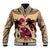 Polynesian Baseball Jacket Dog Lover With Border Collie - Sunset At The Beach LT7 Unisex Coral - Polynesian Pride