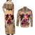 Polynesian Couples Matching Off Shoulder Maxi Dress and Long Sleeve Button Shirts Dog Lover With Border Collie - Sunset At The Beach LT7 - Polynesian Pride