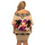 Polynesian Off Shoulder Short Dress Dog Lover With Border Collie - Sunset At The Beach LT7 - Polynesian Pride