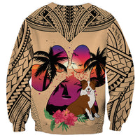 Polynesian Sweatshirt Dog Lover With Border Collie - Sunset At The Beach LT7 - Polynesian Pride