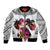 Polynesian Bomber Jacket Dog Lover With Border Collie - Sunset At The Beach White Ver LT7 Unisex White - Polynesian Pride