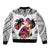 Polynesian Bomber Jacket Dog Lover With Border Collie - Sunset At The Beach White Ver LT7 - Polynesian Pride