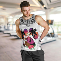 Polynesian Men Tank Top Dog Lover With Border Collie - Sunset At The Beach White Ver LT7 - Polynesian Pride