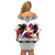 Polynesian Off Shoulder Short Dress Dog Lover With Border Collie - Sunset At The Beach White Ver LT7 - Polynesian Pride