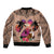 Polynesian Bomber Jacket Dog Lover With Border Collie - Sunset At The Beach Brown Ver LT7 - Polynesian Pride