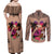 Polynesian Couples Matching Off Shoulder Maxi Dress and Long Sleeve Button Shirts Dog Lover With Border Collie - Sunset At The Beach Brown Ver LT7 - Polynesian Pride