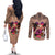 Polynesian Couples Matching Off The Shoulder Long Sleeve Dress and Long Sleeve Button Shirts Dog Lover With Border Collie - Sunset At The Beach Brown Ver LT7 - Polynesian Pride