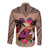 Polynesian Long Sleeve Button Shirt Dog Lover With Border Collie - Sunset At The Beach Brown Ver LT7 - Polynesian Pride