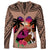 Polynesian Long Sleeve Shirt Dog Lover With Border Collie - Sunset At The Beach Brown Ver LT7 - Polynesian Pride