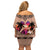 Polynesian Off Shoulder Short Dress Dog Lover With Border Collie - Sunset At The Beach Brown Ver LT7 - Polynesian Pride