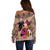 Polynesian Off Shoulder Sweater Dog Lover With Border Collie - Sunset At The Beach Brown Ver LT7 - Polynesian Pride