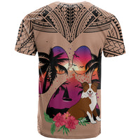 Polynesian T Shirt Dog Lover With Border Collie - Sunset At The Beach Brown Ver LT7 - Polynesian Pride