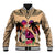 Polynesian Baseball Jacket Dog Lover With German Shepherd - Sunset At The Beach LT7 Unisex Coral - Polynesian Pride