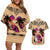 Polynesian Couples Matching Off Shoulder Short Dress and Hawaiian Shirt Dog Lover With German Shepherd - Sunset At The Beach LT7 Coral - Polynesian Pride