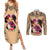 Polynesian Couples Matching Summer Maxi Dress and Long Sleeve Button Shirts Dog Lover With German Shepherd - Sunset At The Beach LT7 Coral - Polynesian Pride