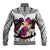 Polynesian Baseball Jacket Dog Lover With German Shepherd - Sunset At The Beach White Ver LT7 - Polynesian Pride