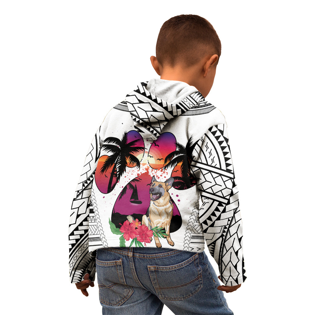 Polynesian Kid Hoodie Dog Lover With German Shepherd - Sunset At The Beach White Ver LT7 - Polynesian Pride