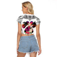 Polynesian Raglan Cropped T Shirt Dog Lover With German Shepherd - Sunset At The Beach White Ver LT7 - Polynesian Pride