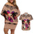 Polynesian Couples Matching Off Shoulder Short Dress and Hawaiian Shirt Dog Lover With German Shepherd - Sunset At The Beach Brown Ver LT7 Brown - Polynesian Pride