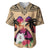 Polynesian Baseball Jersey Dog Lover With Samoyed - Sunset At The Beach LT7 Coral - Polynesian Pride