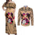 Polynesian Couples Matching Off Shoulder Maxi Dress and Long Sleeve Button Shirts Dog Lover With Samoyed - Sunset At The Beach LT7 Coral - Polynesian Pride