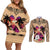 Polynesian Couples Matching Off Shoulder Short Dress and Long Sleeve Button Shirts Dog Lover With Samoyed - Sunset At The Beach LT7 Coral - Polynesian Pride