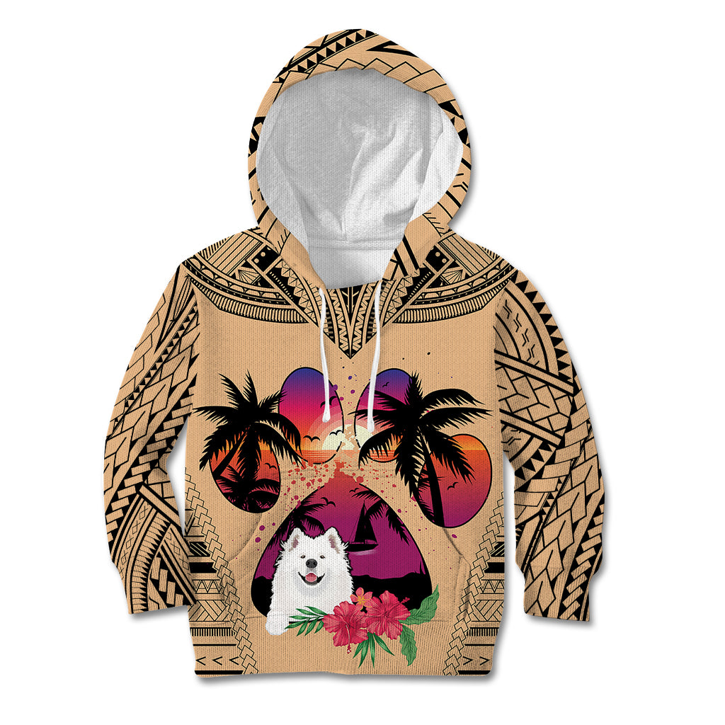 Polynesian Kid Hoodie Dog Lover With Samoyed - Sunset At The Beach LT7 Hoodie Coral - Polynesian Pride