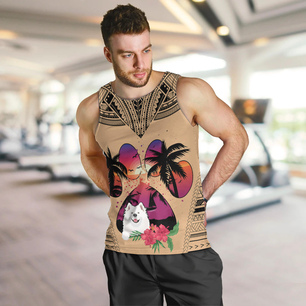 Polynesian Men Tank Top Dog Lover With Samoyed - Sunset At The Beach LT7 - Polynesian Pride