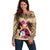 Polynesian Off Shoulder Sweater Dog Lover With Samoyed - Sunset At The Beach LT7 Women Coral - Polynesian Pride