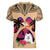 Polynesian Women V Neck T Shirt Dog Lover With Samoyed - Sunset At The Beach LT7 - Polynesian Pride