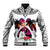 Polynesian Baseball Jacket Dog Lover With Samoyed - Sunset At The Beach White Ver LT7 Unisex White - Polynesian Pride