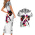 Polynesian Couples Matching Short Sleeve Bodycon Dress and Hawaiian Shirt Dog Lover With Samoyed - Sunset At The Beach White Ver LT7 - Polynesian Pride