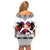 Polynesian Off Shoulder Short Dress Dog Lover With Samoyed - Sunset At The Beach White Ver LT7 - Polynesian Pride