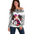 Polynesian Off Shoulder Sweater Dog Lover With Samoyed - Sunset At The Beach White Ver LT7 Women White - Polynesian Pride