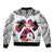 Polynesian Sleeve Zip Bomber Jacket Dog Lover With Samoyed - Sunset At The Beach White Ver LT7 - Polynesian Pride