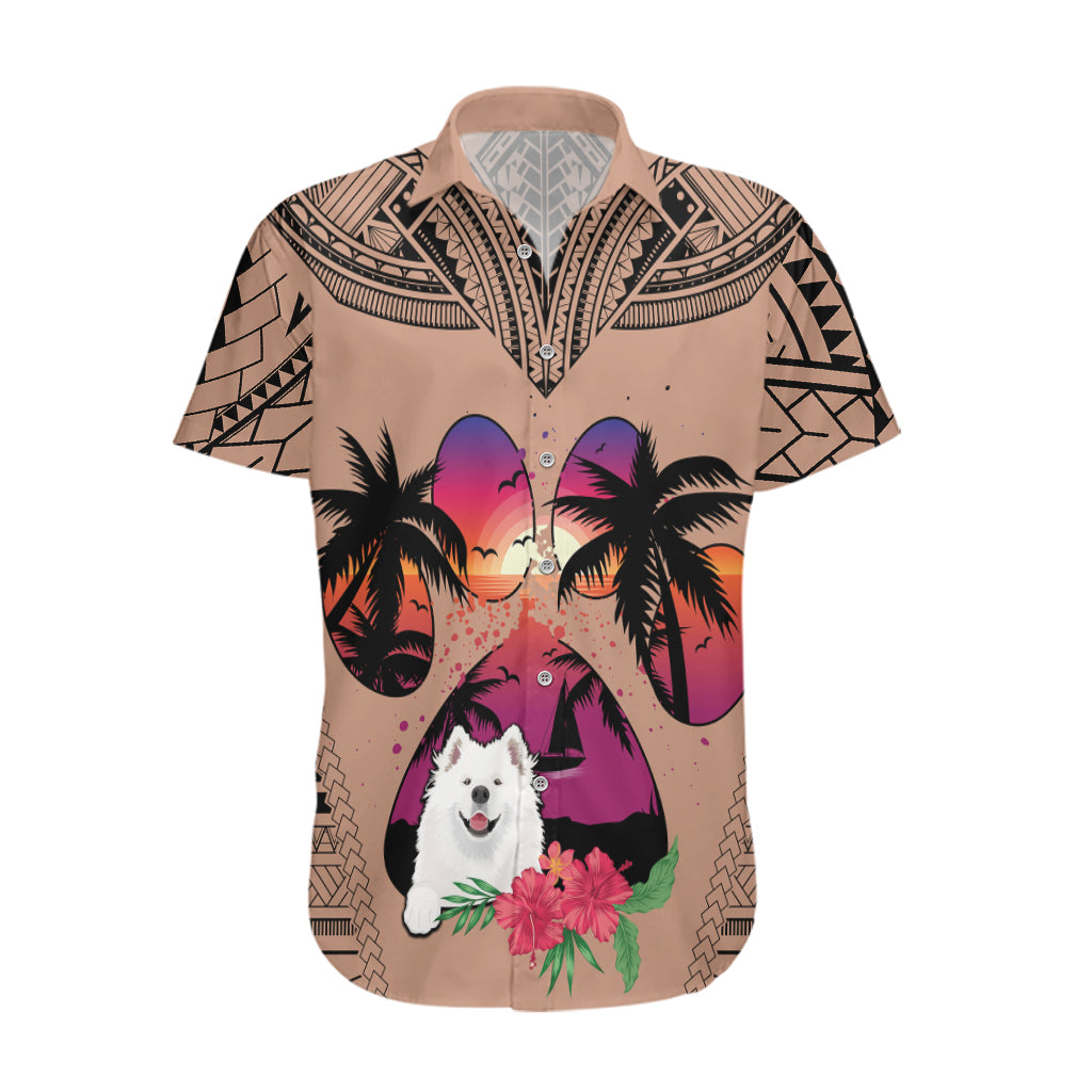 Polynesian Hawaiian Shirt Dog Lover With Samoyed - Sunset At The Beach Brown Ver LT7 Brown - Polynesian Pride