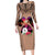 Polynesian Long Sleeve Bodycon Dress Dog Lover With Samoyed - Sunset At The Beach Brown Ver LT7 Long Dress Brown - Polynesian Pride