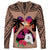 Polynesian Long Sleeve Shirt Dog Lover With Samoyed - Sunset At The Beach Brown Ver LT7 - Polynesian Pride