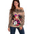 Polynesian Off Shoulder Sweater Dog Lover With Samoyed - Sunset At The Beach Brown Ver LT7 Women Brown - Polynesian Pride