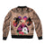 Polynesian Sleeve Zip Bomber Jacket Dog Lover With Samoyed - Sunset At The Beach Brown Ver LT7 - Polynesian Pride