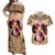 Polynesian Couples Matching Off Shoulder Maxi Dress and Hawaiian Shirt Dog Lover With Shiba Inu - Sunset At The Beach LT7 Coral - Polynesian Pride