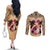 Polynesian Couples Matching Off The Shoulder Long Sleeve Dress and Long Sleeve Button Shirts Dog Lover With Shiba Inu - Sunset At The Beach LT7 - Polynesian Pride