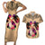 Polynesian Couples Matching Short Sleeve Bodycon Dress and Hawaiian Shirt Dog Lover With Shiba Inu - Sunset At The Beach LT7 Coral - Polynesian Pride