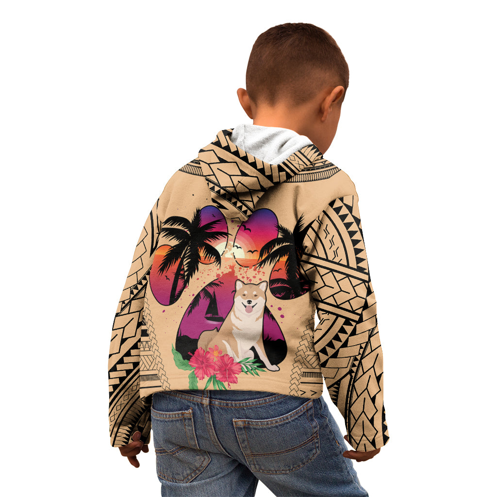 Polynesian Kid Hoodie Dog Lover With Shiba Inu - Sunset At The Beach LT7 - Polynesian Pride