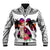 Polynesian Baseball Jacket Dog Lover With Shiba Inu - Sunset At The Beach White Ver LT7 Unisex White - Polynesian Pride