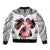 Polynesian Bomber Jacket Dog Lover With Shiba Inu - Sunset At The Beach White Ver LT7 - Polynesian Pride