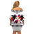 Polynesian Off Shoulder Short Dress Dog Lover With Shiba Inu - Sunset At The Beach White Ver LT7 - Polynesian Pride