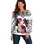 Polynesian Off Shoulder Sweater Dog Lover With Shiba Inu - Sunset At The Beach White Ver LT7 Women White - Polynesian Pride